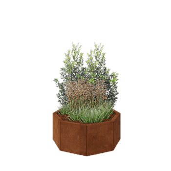 Fioriera in acciaio corten - Ottagono - 72,4 x 72,4 x 30 cm - Con piastra di base - Con piedi