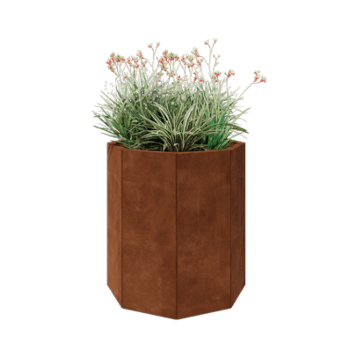 Fioriera in acciaio corten - Ottagono - 72,4 x 72,4 x 80 cm - Con piastra di base