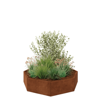 Fioriera in acciaio corten - Ottagono - 144,9 x 144,9 x 30 cm - Senza piastra di base