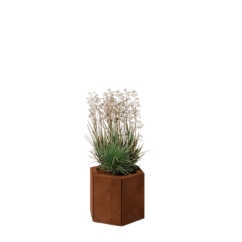 Fioriera in acciaio corten - Esagono - 39,3 x 34,6 x 30 cm - Senza piastra di base