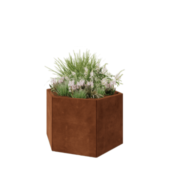 Fioriera in acciaio corten - Esagono - 99,3 x 86,6 x 60 cm - Senza piastra di base