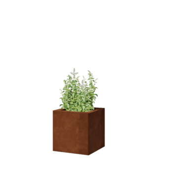 Fioriera in acciaio corten - Quadrato - 30 x 30 x 30 cm - Con piastra di base