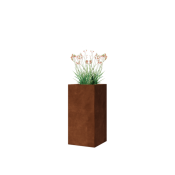 Fioriera in acciaio corten - Quadrato - 30 x 30 x 60 cm - Con piastra di base