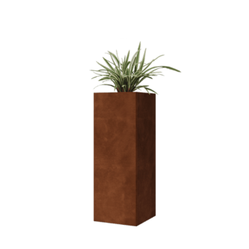 Fioriera in acciaio corten - Quadrato - 30 x 30 x 80 cm - Con piastra di base
