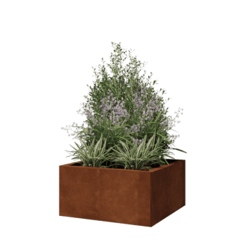 Fioriera in acciaio corten - Quadrato - 60 x 60 x 30 cm - Con piastra di base