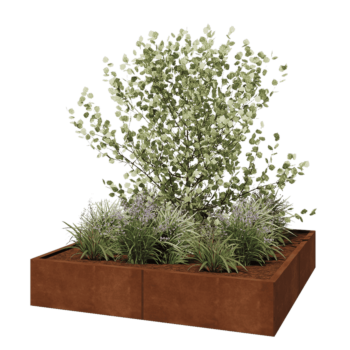 Fioriera XXL in acciaio corten - Quadrato - 160 x 160 x 30 cm - Senza piastra di base