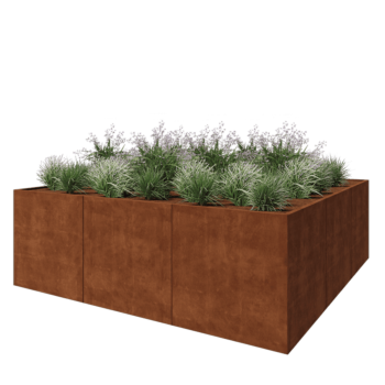 Fioriera XXL in acciaio corten - Quadrato - 300 x 300 x 100 cm - Senza piastra di base