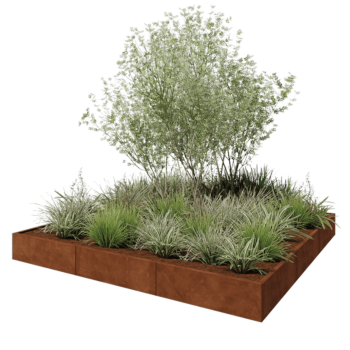 Fioriera XXL in acciaio corten - Quadrato - 300 x 300 x 30 cm - Senza piastra di base