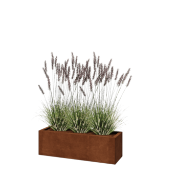 Fioriera in acciaio corten - Rettangolo - 100 x 30 x 30 cm - Con piastra di base