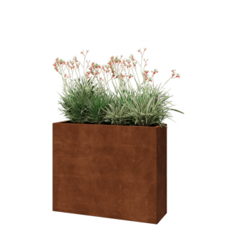Fioriera in acciaio corten - Rettangolo - 100 x 30 x 80 cm - Senza piastra di base