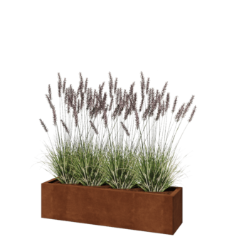 Fioriera in acciaio corten - Rettangolo - 120 x 30 x 30 cm - Con piastra di base