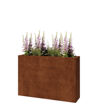 Fioriera in acciaio corten - Rettangolo - 120 x 30 x 80 cm - Con piastra di base