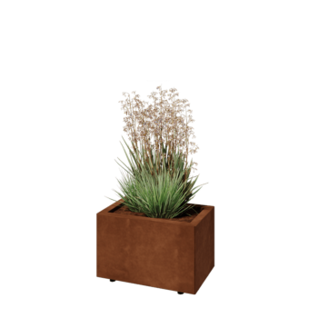Fioriera in acciaio corten - Rettangolo - 50 x 30 x 30 cm - Con piastra di base - Con piedi