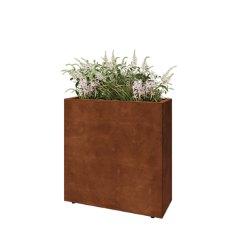 Fioriera in acciaio corten - Rettangolo - 80 x 30 x 80 cm - Con piastra di base - Con piedi