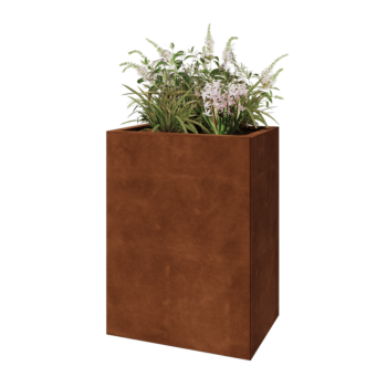 Fioriera in acciaio corten - Rettangolo - 60 x 40 x 80 cm - Con piastra di base