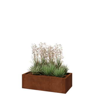 Fioriera in acciaio corten - Rettangolo - 100 x 50 x 30 cm - Senza piastra di base