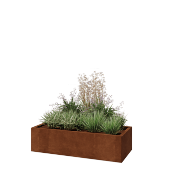 Fioriera in acciaio corten - Rettangolo - 120 x 50 x 30 cm - Senza piastra di base