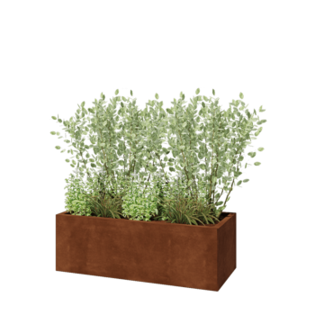 Fioriera in acciaio corten - Rettangolo - 120 x 50 x 40 cm - Con piastra di base