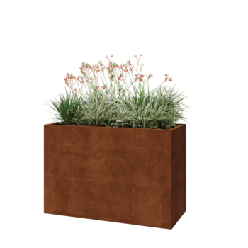 Fioriera in acciaio corten - Rettangolo - 120 x 50 x 80 cm - Con piastra di base