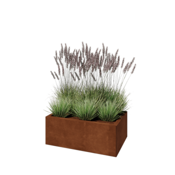 Fioriera in acciaio corten - Rettangolo - 80 x 50 x 30 cm - Senza piastra di base