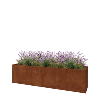 Fioriera XXL in acciaio corten - Rettangolo - 200 x 50 x 50 cm - Senza piastra di base