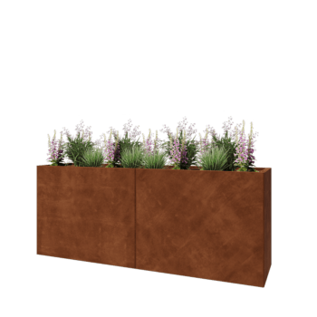 Fioriera XXL in acciaio corten - Rettangolo - 200 x 50 x 80 cm - Senza piastra di base