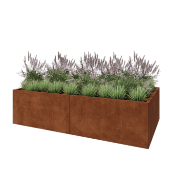 Fioriera XXL in acciaio corten - Rettangolo - 240 x 120 x 60 cm - Senza piastra di base