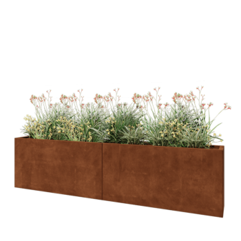 Fioriera XXL in acciaio corten - Rettangolo - 240 x 30 x 60 cm - Senza piastra di base