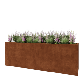 Fioriera XXL in acciaio corten - Rettangolo - 240 x 60 x 80 cm - Senza piastra di base