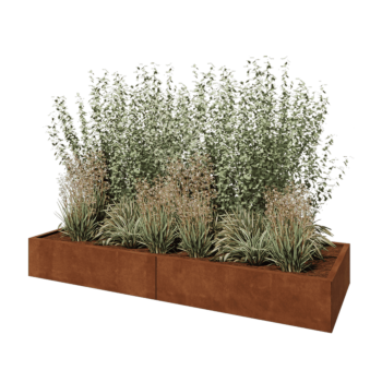 Fioriera XXL in acciaio corten - Rettangolo - 240 x 80 x 30 cm - Senza piastra di base
