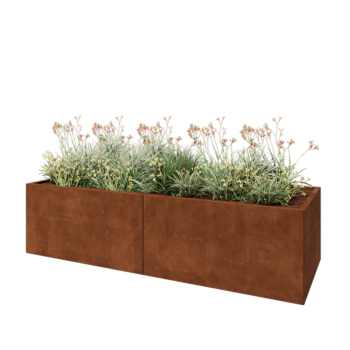 Fioriera XXL in acciaio corten - Rettangolo - 240 x 80 x 60 cm - Senza piastra di base
