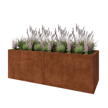 Fioriera XXL in acciaio corten - Rettangolo - 240 x 80 x 80 cm - Senza piastra di base