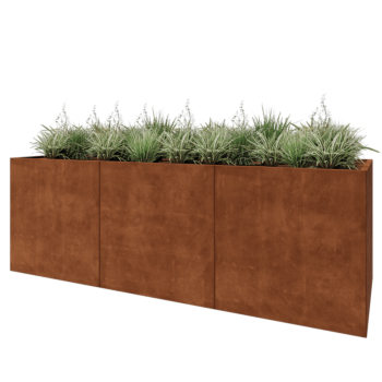 Fioriera XXL in acciaio corten - Rettangolo - 300 x 100 x 100 cm - Con piastra di base