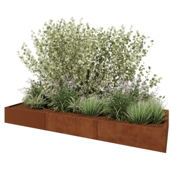 Fioriera XXL in acciaio corten - Rettangolo - 300 x 100 x 30 cm - Senza piastra di base