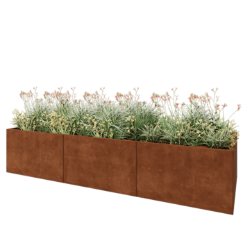 Fioriera XXL in acciaio corten - Rettangolo - 300 x 100 x 60 cm - Senza piastra di base