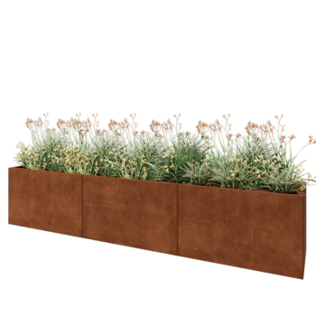 Fioriera XXL in acciaio corten - Rettangolo - 300 x 50 x 60 cm - Senza piastra di base