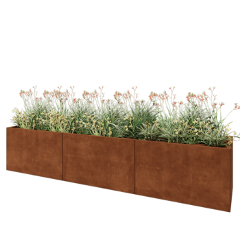 Fioriera XXL in acciaio corten - Rettangolo - 300 x 60 x 60 cm - Senza piastra di base