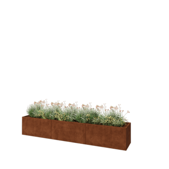 Fioriera XXL in acciaio corten - Rettangolo - 360 x 60 x 60 cm - Senza piastra di base