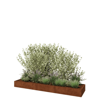 Fioriera XXL in acciaio corten - Rettangolo - 360 x 80 x 30 cm - Con piastra di base