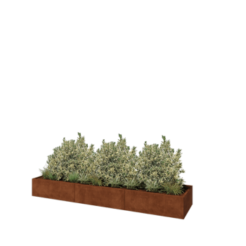Fioriera XXL in acciaio corten - Rettangolo - 360 x 80 x 40 cm - Con piastra di base