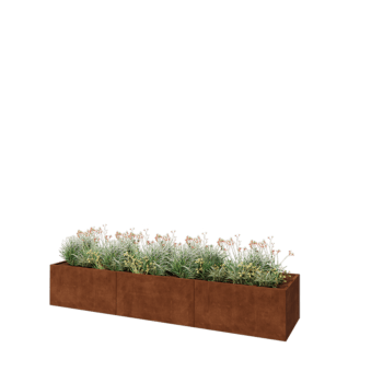 Fioriera XXL in acciaio corten - Rettangolo - 360 x 80 x 60 cm - Con piastra di base