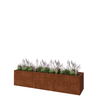 Fioriera XXL in acciaio corten - Rettangolo - 360 x 80 x 80 cm - Senza piastra di base