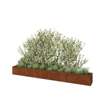 Fioriera XXL in acciaio corten - Rettangolo - 400 x 40 x 40 cm - Senza piastra di base
