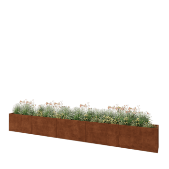 Fioriera XXL in acciaio corten - Rettangolo - 500 x 40 x 60 cm - Con piastra di base