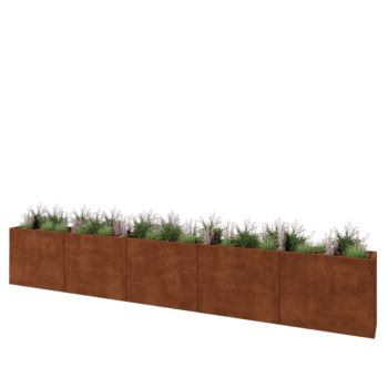 Fioriera XXL in acciaio corten - Rettangolo - 500 x 40 x 80 cm - Con piastra di base