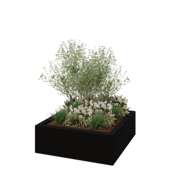 Fioriera in vetroresina - Quadrato - 120 x 120 x 40 cm - RAL9005 opaco (nero) - Con fondo