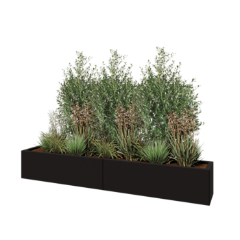 Fioriera XXL in acciaio - Rettangolo - 200 x 30 x 30 cm - RAL9005 opaco (nero) - Senza piastra di base