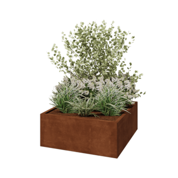 Fioriera in acciaio corten - Quadrato - 100 x 100 x 40 cm - Senza piastra di base