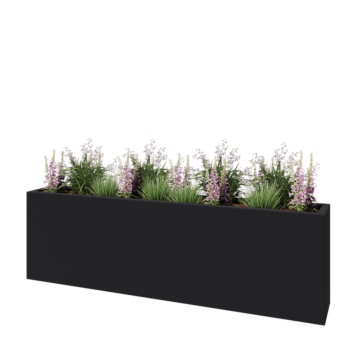 Fioriera in vetroresina - Rettangolo - 200 x 30 x 60 cm - RAL7021 opaco (grigio nerastro) - Con fondo