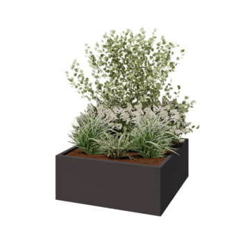 Fioriera in acciaio - Quadrato - 100 x 100 x 40 cm - RAL7016 opaco (grigio antracite) - Senza piastra di base